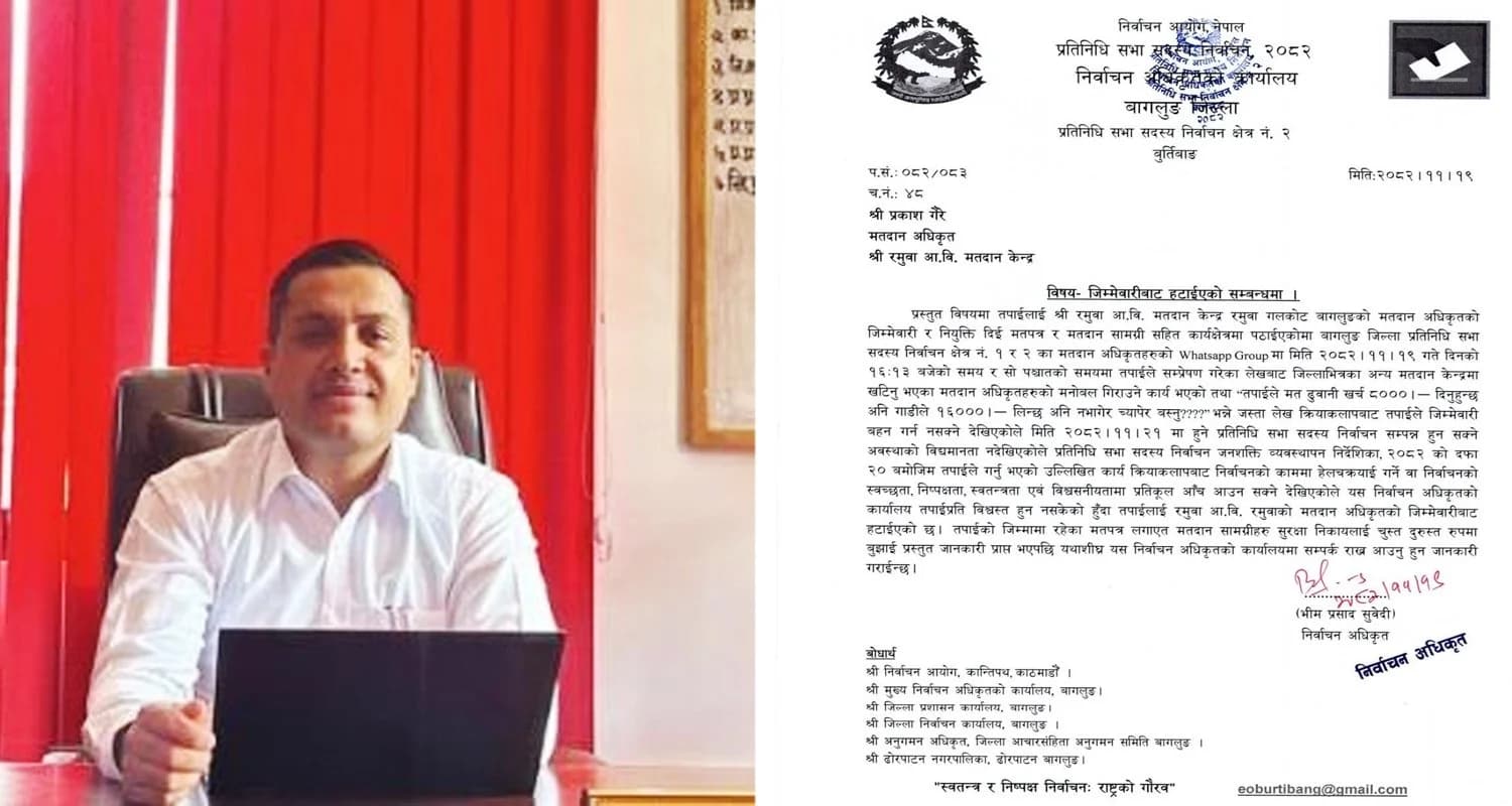 बागलुङमा मतदान अधिकृतको जिम्मेवारी खोसियो